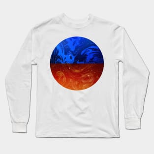 Circular Blue Orange Marble Long Sleeve T-Shirt